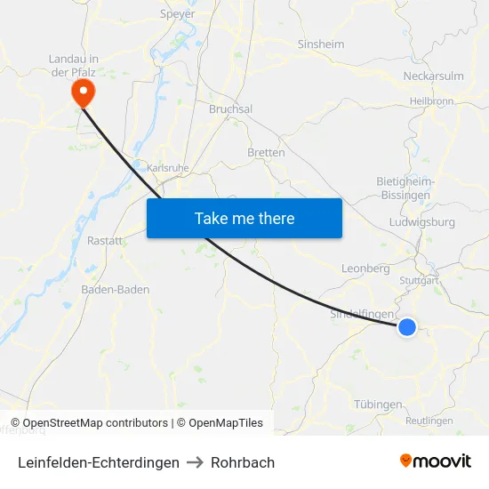 Leinfelden-Echterdingen to Rohrbach map