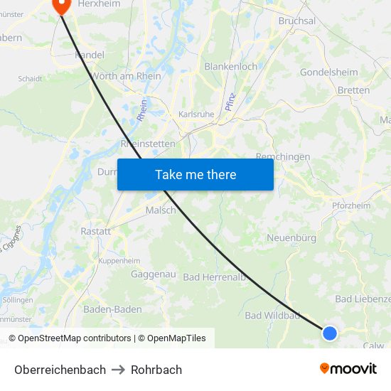 Oberreichenbach to Rohrbach map