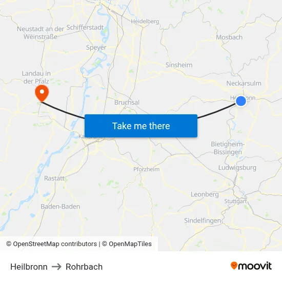 Heilbronn to Rohrbach map
