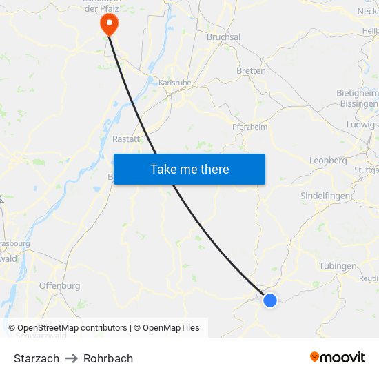 Starzach to Rohrbach map