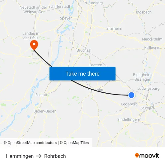 Hemmingen to Rohrbach map