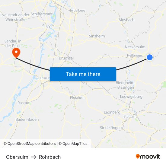 Obersulm to Rohrbach map