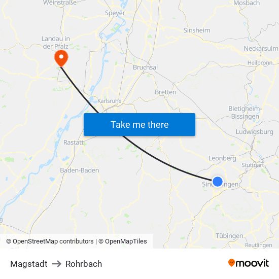 Magstadt to Rohrbach map