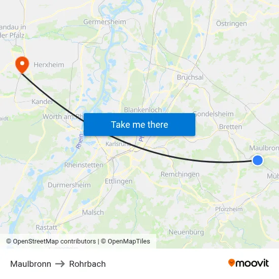 Maulbronn to Rohrbach map