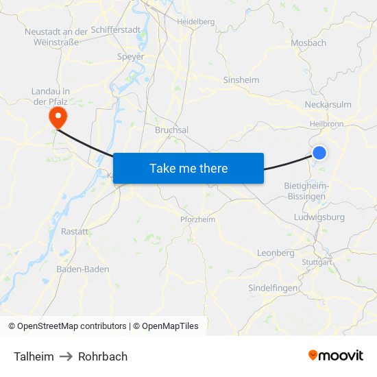 Talheim to Rohrbach map