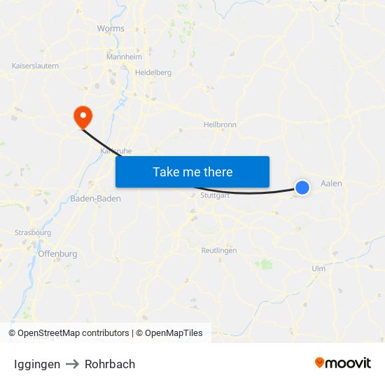Iggingen to Rohrbach map