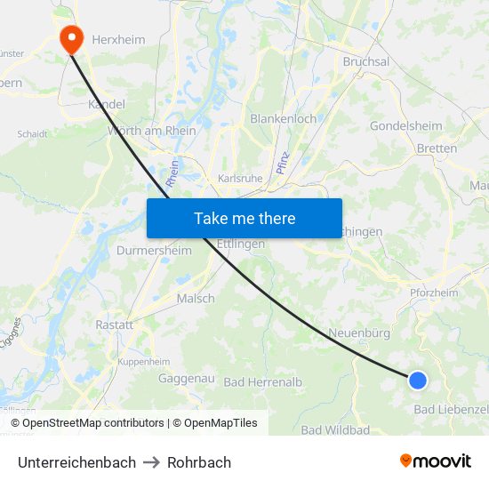 Unterreichenbach to Rohrbach map