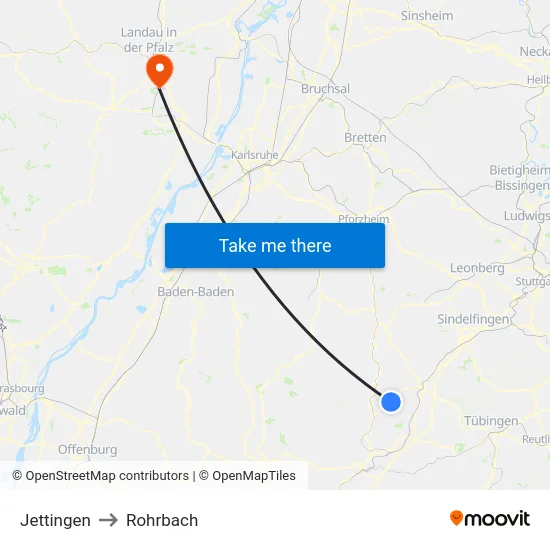 Jettingen to Rohrbach map