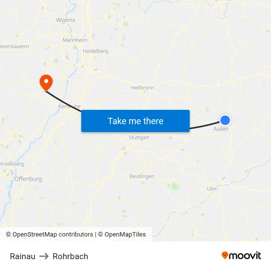 Rainau to Rohrbach map