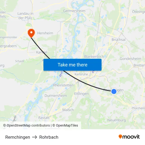 Remchingen to Rohrbach map