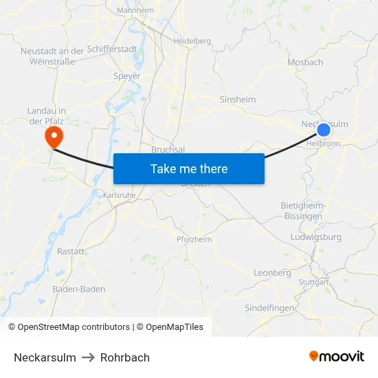 Neckarsulm to Rohrbach map