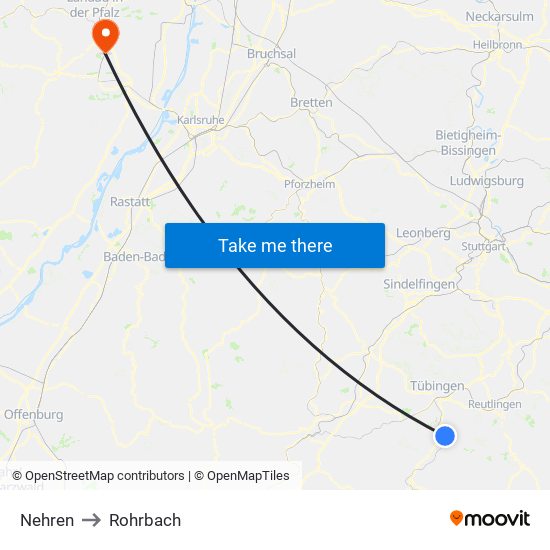 Nehren to Rohrbach map