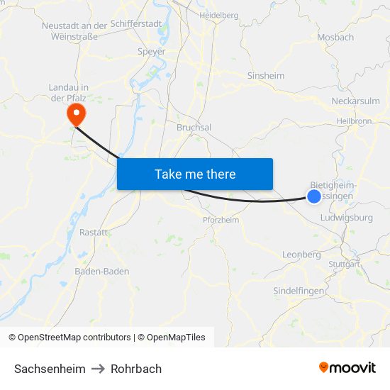 Sachsenheim to Rohrbach map