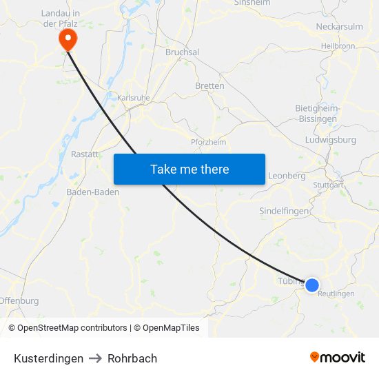 Kusterdingen to Rohrbach map