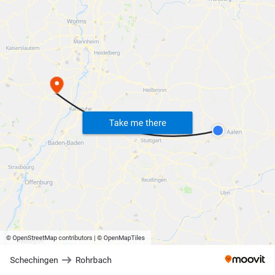 Schechingen to Rohrbach map