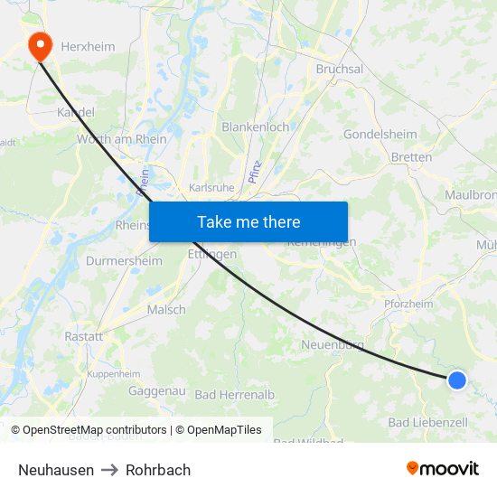 Neuhausen to Rohrbach map