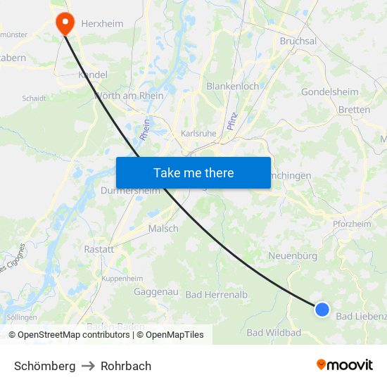 Schömberg to Rohrbach map