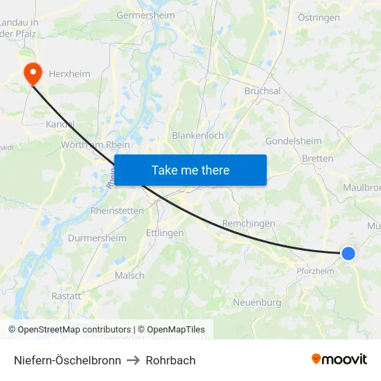 Niefern-Öschelbronn to Rohrbach map