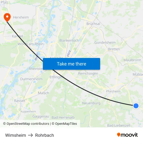 Wimsheim to Rohrbach map