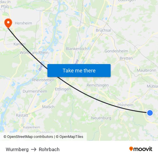 Wurmberg to Rohrbach map