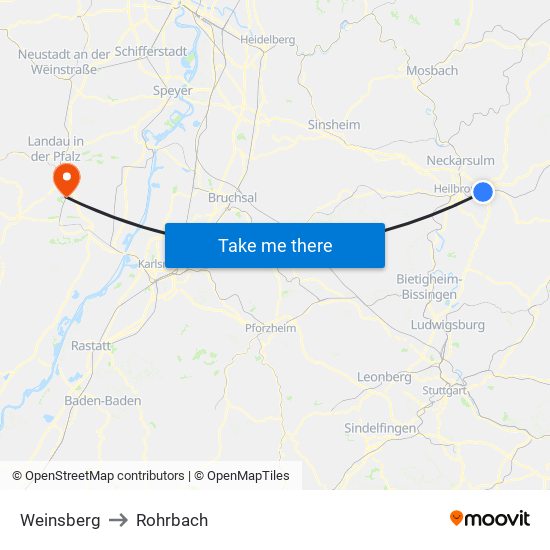 Weinsberg to Rohrbach map