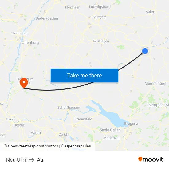Neu-Ulm to Au map