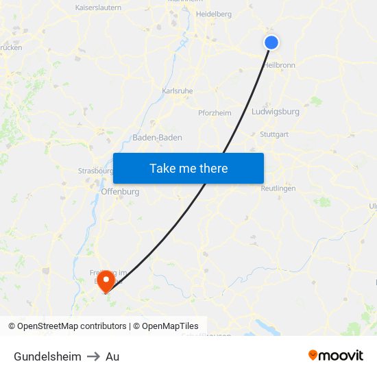 Gundelsheim to Au map