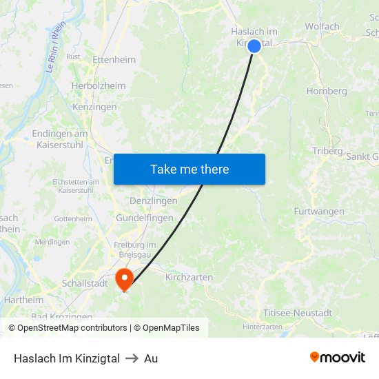 Haslach Im Kinzigtal to Au map