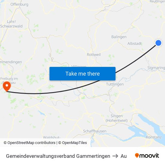 Gemeindeverwaltungsverband Gammertingen to Au map