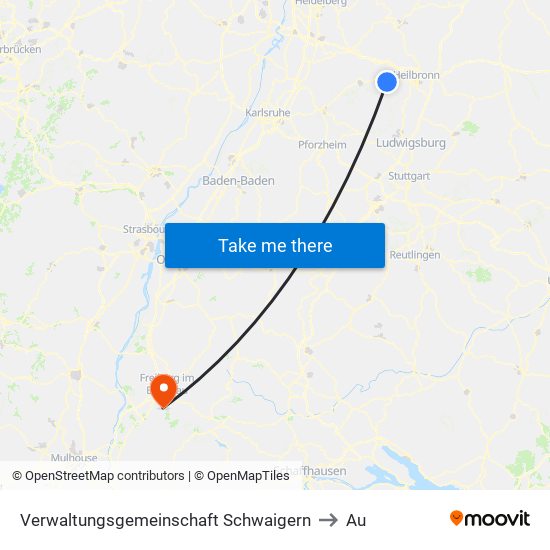 Verwaltungsgemeinschaft Schwaigern to Au map