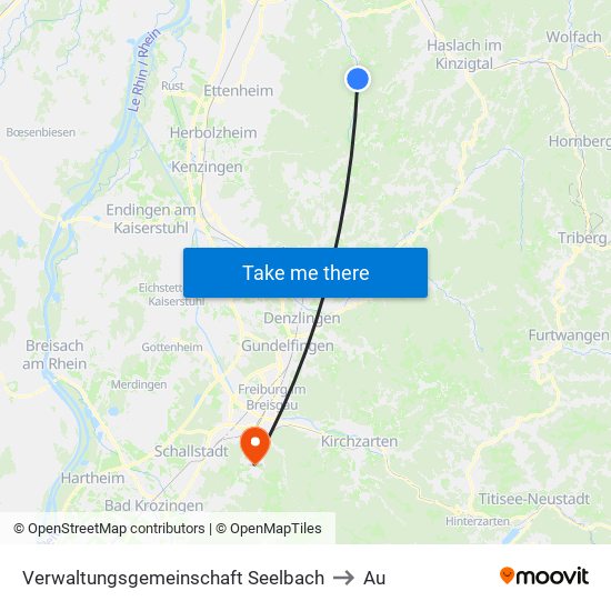 Verwaltungsgemeinschaft Seelbach to Au map