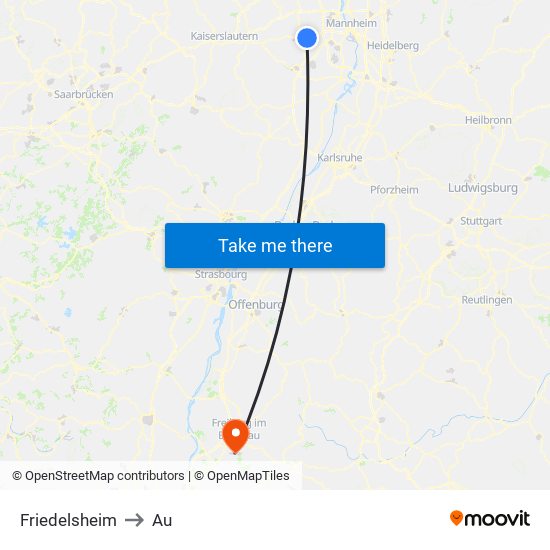 Friedelsheim to Au map