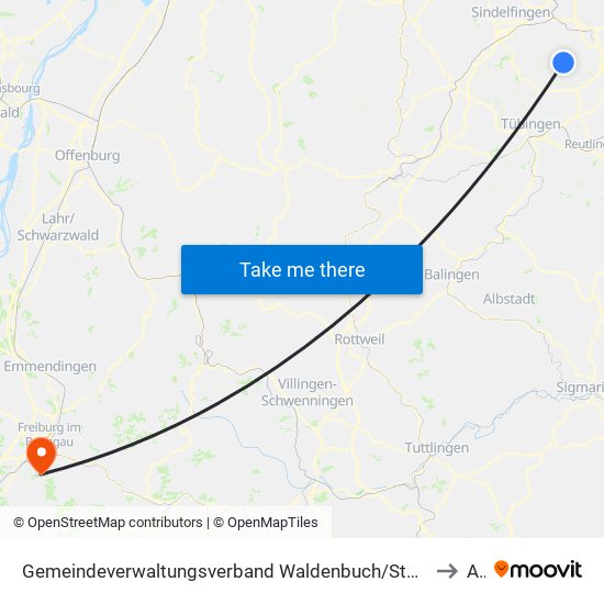 Gemeindeverwaltungsverband Waldenbuch/Steinenbronn to Au map
