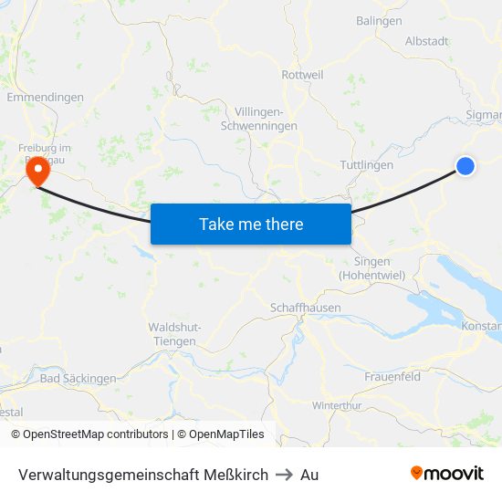 Verwaltungsgemeinschaft Meßkirch to Au map