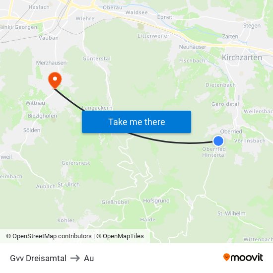 Gvv Dreisamtal to Au map