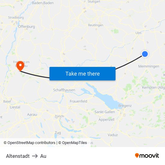 Altenstadt to Au map