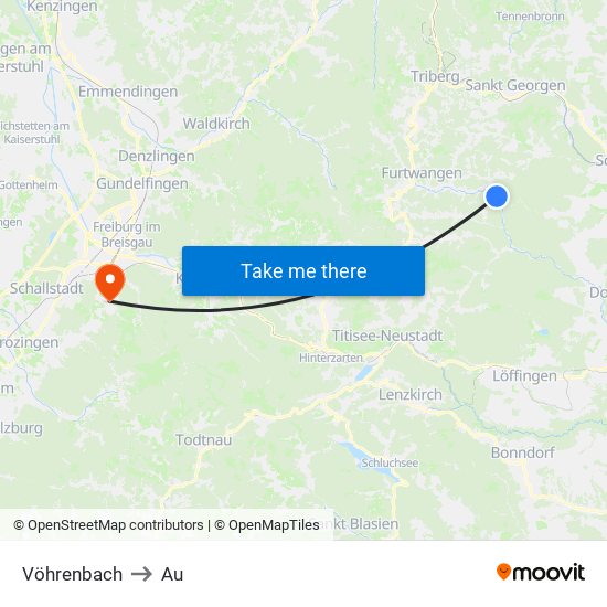 Vöhrenbach to Au map