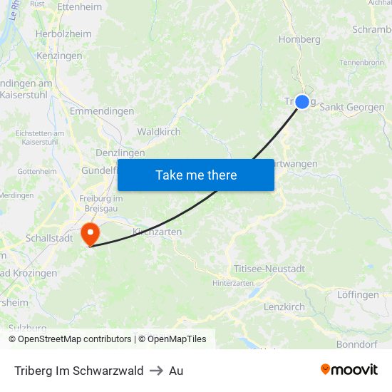 Triberg Im Schwarzwald to Au map