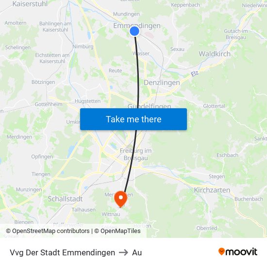 Vvg Der Stadt Emmendingen to Au map