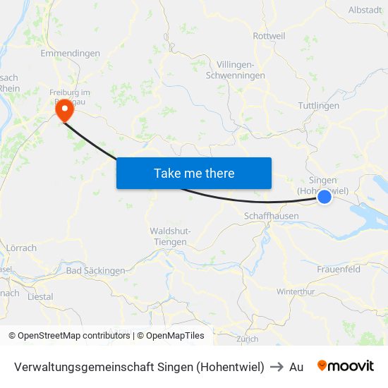 Verwaltungsgemeinschaft Singen (Hohentwiel) to Au map