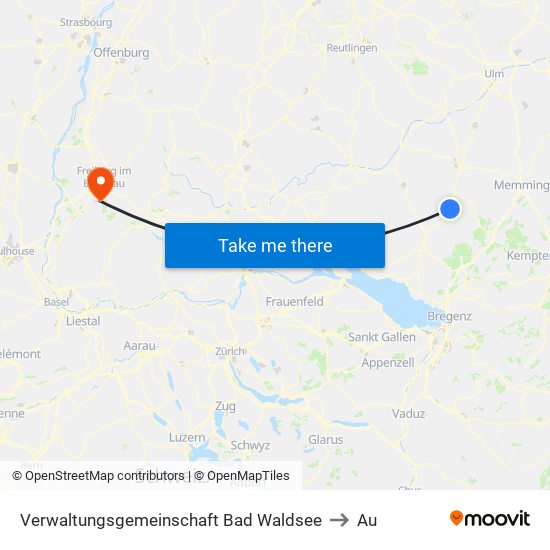 Verwaltungsgemeinschaft Bad Waldsee to Au map