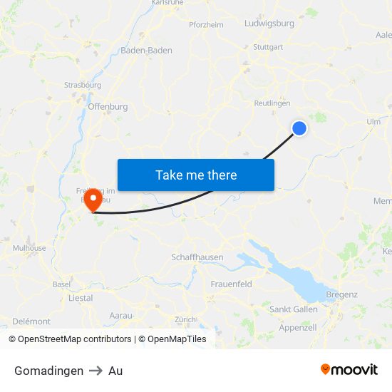 Gomadingen to Au map