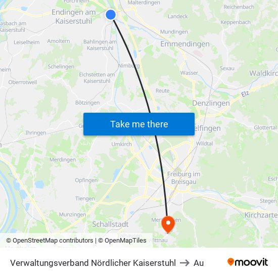 Verwaltungsverband Nördlicher Kaiserstuhl to Au map