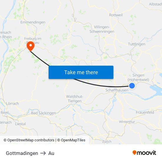 Gottmadingen to Au map
