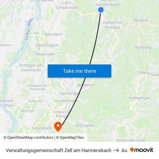 Verwaltungsgemeinschaft Zell am Harmersbach to Au map