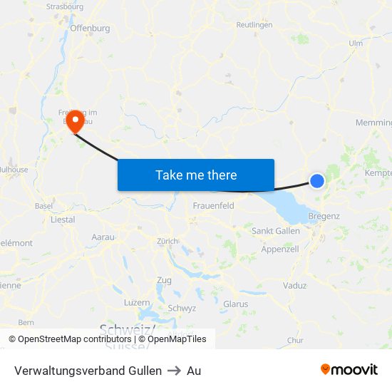 Verwaltungsverband Gullen to Au map