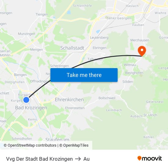 Vvg Der Stadt Bad Krozingen to Au map