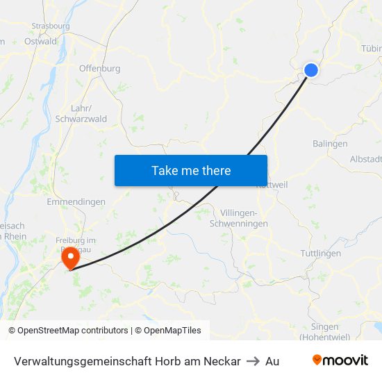 Verwaltungsgemeinschaft Horb am Neckar to Au map