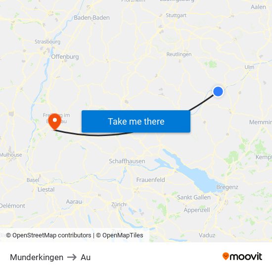 Munderkingen to Au map