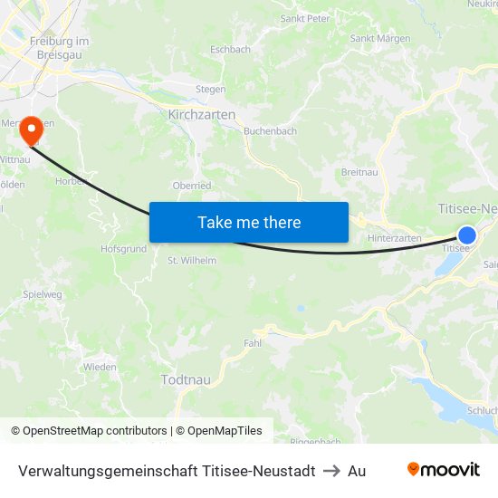 Verwaltungsgemeinschaft Titisee-Neustadt to Au map